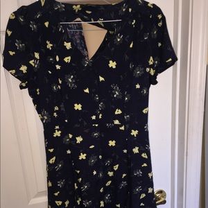 Navy blue floral sun dress